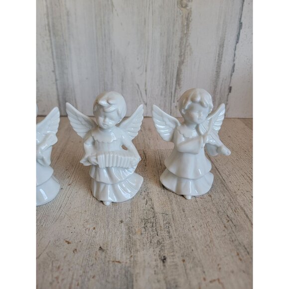 White porcelain angel music guitar religious Xmas vintage figure - Picture 4 of 7
